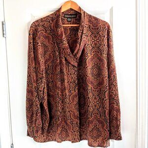 Vintage Sandra Roth Paisley Silk Long Sleeve Blouse